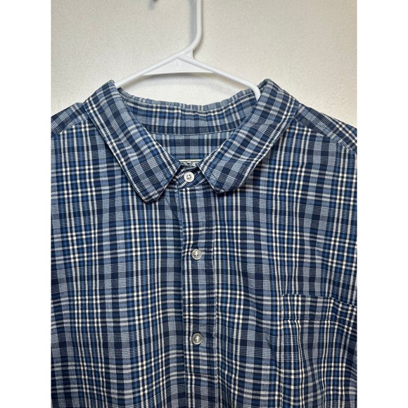 Liberty Blues Mens 4XL Big Plaid Button Down Shirt Blue White Cotton 79-1260-3 - Picture 3 of 9